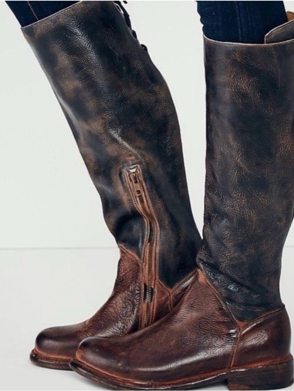 Bed Stu Manchester Riding Boots in two-tone black and brown 10 EUC
